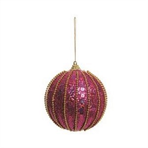 Bola de Natal Pink com Glitter e Paete 10cm - Jogo com 6 Unidades - Bolas Natalinas - Ref 1314165 Cromus Natal