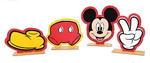 Enfeite Decorativo Kit Enfeite de Mesa Mickey Mouse em MDF Jogo com 4 Un - Festa Mickey - Ref MK0504 Grintoy