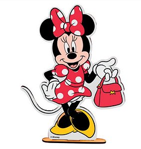 Enfeite Decoração de Mesa em MDF Minnie Mouse III 20.5cm - Festa Minnie Vermelha - Ref MN0509 Grintoy