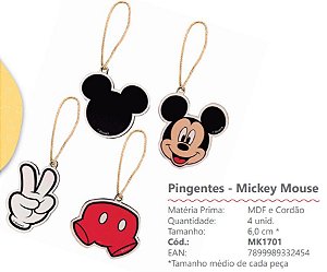 Kit Pingentes Decorativos Festa Mickey Mouse com 4 Unidades - Ref MK1701 Grintoy