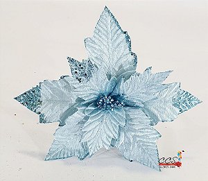 Flor de Natal Poisenttia Azul Bebe Aveludada - Flores Cabo Médio - Ref 1024965 Cromus Natal