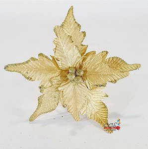 Flor de Natal Poisenttia Aveludada Dourada - Flores Cabo Médio - Ref 1024976 Cromus Natal