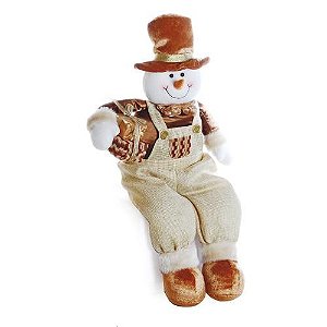 Boneco de Neve Sentado com Pacote de Presente Cobre 60cm - Coleção Hawaii - Ref 1412527 Cromus