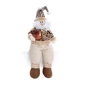 Boneco Papai Noel Sentado com Presente 50cm - Coleção Safari - Ref 1522005 Cromus