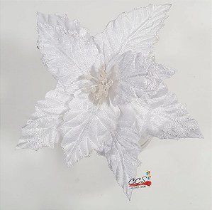 Flor de Natal Poisentia de Veludo Branca - Flores Natalinas - Ref 1920664 Cromus Natal