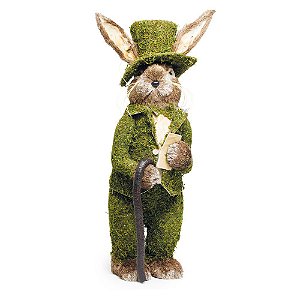 Coelho Crespinho de Palha com Roupa de Musgo Verde Escuro 95cm - Coleção MS&MRS Rabbit - Ref 1827304