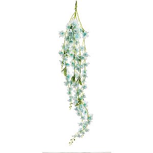 Ramo Pendente Flor Artificial Cerejeira Azul - Blossom - Ref 1823109 Cromus