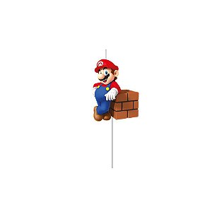 Vela Especial Super Mario Bros Encostado No Bloco - Festa Super Mario - Ref 29003526 Cromus