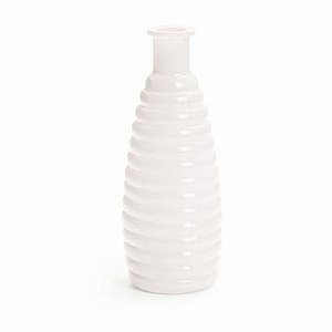 Vaso de Vidro Decorativo com Listras Branco 7,7x19,3 Com 1 Un - Ref 29000296 Cromus