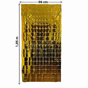 Cortina Metalizada Quadrada Dourada 2x1mts - CCS Decorações