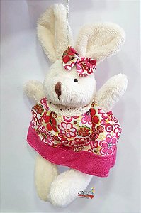 Mini Coelha de Pelúcia Roupa Pink 13cm - Coleção Maria Mole - Ref 1522103F Páscoa Cromus