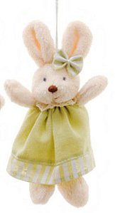 Mini Coelha de Pelúcia Vestido Listrada Verde 15cm - Coleção Candy Colors - Ref 1321040F Páscoa Cromus