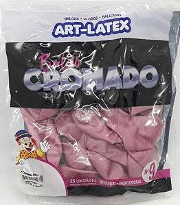 Balão de Látex 9 Polegadas Cromado Rosa com 25 Unidades - Art Latex
