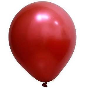 Balão de Látex 9 Polegadas Cromado Vermelho com 25 Unidades - Art Latex