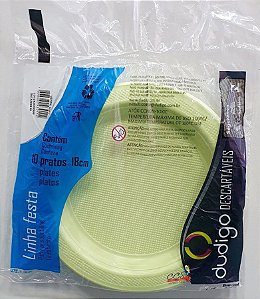 Prato Descartável de Plástico Verde Soft 18cm com 10 Unidades - Dudigo