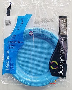 Prato Descartável de Plástico Azul Claro 18cm com 10 Unidades - Dudigo