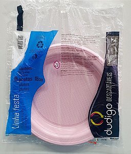 Prato Descartável de Plástico Rosa Soft 18cm com 10 Unidades - DudigoX