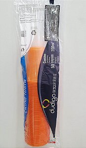 Copo Descartável de Plástico Laranja 200ML com 50 Unidades - Dudigo