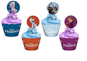 Decoração Para Cupcake Saia e Tag Festa Frozen com 12 Kits - Ref 114836.2 Regina
