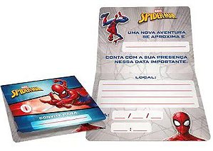 Convite de Aniversário Festa Homem Aranha Spider Man com 12 Unidades - Ref 115884.8 Regina(out)