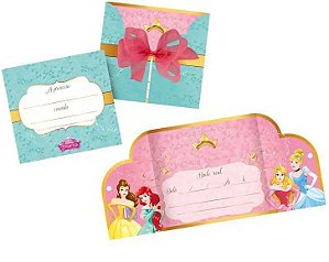 Convite de Aniversário Festa Princesas Disney com 08 Unidades - Ref 105679.4 Regina