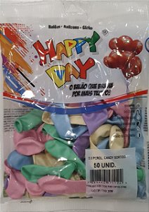 Balão de Látex 5 Polegadas Perolizado Candy Color Sortido com 50 unidades - Happy Day