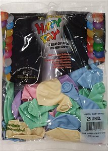 Balão de Látex 9 Polegadas Perolizado Candy Color Sortido com 25 unidades - Happy Day