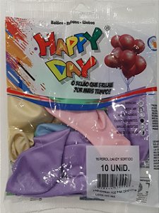 Balão de Latéx 16 Polegadas Perolizado Candy Color Sortido com 10 Unidades - Happy Day