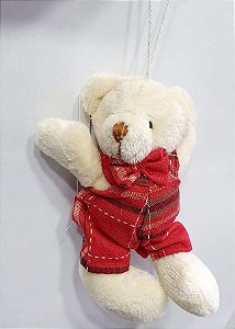 Mini Urso de Pelúcia com Roupa Xadrez 12cm - Ref 1691218 Cromus