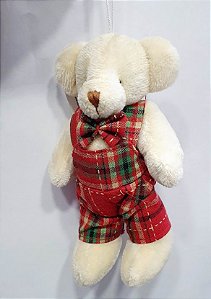 Mini Urso de Pelúcia com Roupa Xadrez 14cm - Ref 1691220 Cromus