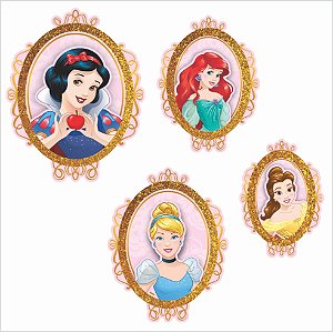 Enfeite Quadrinhos de E.V.A Festa Princesas Disney com 4 Unidades - Ref 303056 - Piffer