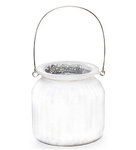 Vaso de Vidro Branco com Alça Dourada Porta Vela - Home Decor - Ref 1712864 Cromus