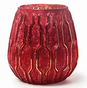 Vaso de Vidro Porta Vela Colmeia Vermelho 13x13cm - Home Decor - Ref 1241270 Cromus