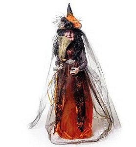 Bruxa em Pé com Vassoura na Mão 90cm - Ref 1350464 Halloween Cromus