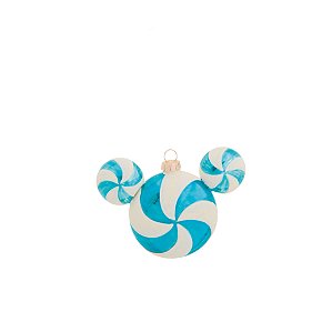 Bola de Vidro Mickey Azul e Branco 8cm com 2 Unidades - Natal Disney - Ref 1350079 Cromus