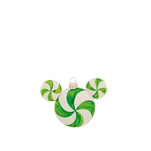 Bola de Vidro Mickey Verde e Branco 8cm com 2 Unidades - Natal Disney - Ref 1350081 Cromus