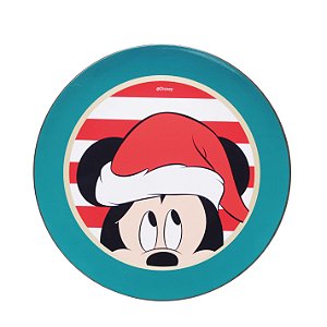 Sousplat Natal Mickey com Gorro Noel 33cm com 1 Unidade - Natal Disney - Ref 1027311 Cromus