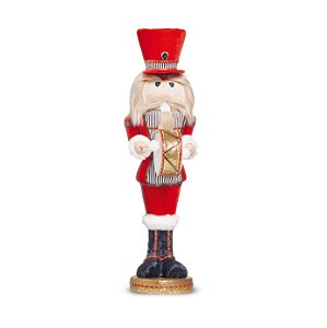 Soldado de Chumbo Vermelho Natal Veludo com Tambor em Pé 40cm - Coleção Xmas Parade - Ref 1595158 Cromus