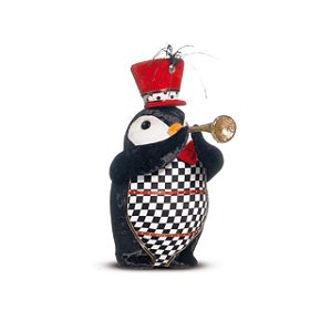 Pinguim com Roupa Xadrez Tocando Trompete Duas Mãos 30cm - Coleção Xmas  Parade - Ref 1595166 Cromus - CCS Decorações