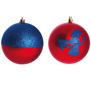 Bola de Natal Branca de Neve Vermelho e Azul 6cm Jogo com 6 Un - Ref 1350803 Cromus