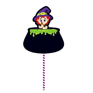 Pick Decorativo Topo de Bolo Bruxa Cute - Halloween - Ref 205174 Piffer
