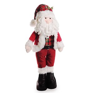 Boneco Papai Noel em Pé Com Roupa Xadrez e Botas 70cm - Coleção Sicilia - Ref 1591658 Cromus