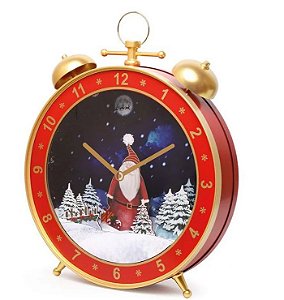Despertador Decorativo de Parede Papai Noel Chuva de Neve 54cm - Ref 1200405 Cromus Natal