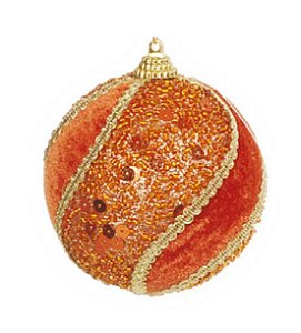 Bola de Natal Cobre com Lantejoulas Dourada 7cm 1Un - Bolas Natalinas - Ref 213648 Cromus
