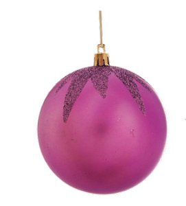 Bola de Natal Lilas com Folhas em Glitter 10cm Jogo com 4Un - Bolas Natalinas - Ref 1213540 Cromus