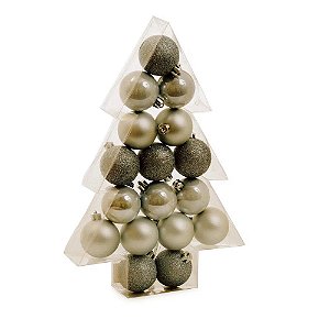 Bolas de Natal Fosca, Brilho e Glitter Prata 5cm Jogo com 17un - Bolas Natalinas - Ref 1213395 Cromus