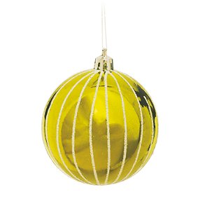 Bolas de Natal Verde Claro com Listras Brancas 6cm Jogo com 6 Un - Bolas Natalinas - Ref 1318855 Cromus