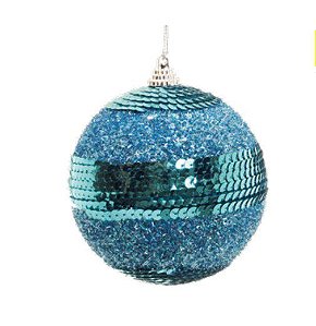 Bola de Natal Azul Claro com Lantejoulas 15cm com 1 Unidade - Bolas Natalinas - Ref 1214131 Cromus