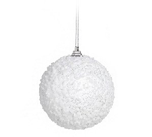 Bolas de Natal Branco Nevado Com Glitter 8cm Jogo com 6Un - Bolas Natalinas - Ref 1923752 Cromus