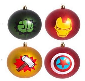 Bola de Natal Heróis Avengers 6cm Jogo com 6Un - Bolas Natalinas - Ref 1141612 Cromus